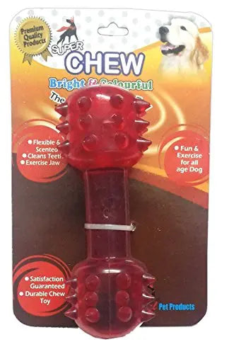 Super Dog Musical Dumbbell Chew Toy(Color May Vary) For Discount