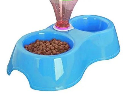 2 In 1 Anti Slip Food Bowl With Water Bowl For Dog   Cat   Puppy   Kitten and Other Pets (Blue) Fashion