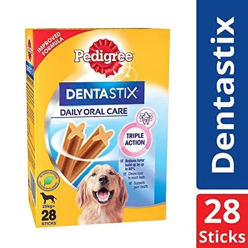 Pedigree Dentastix (Value) Oral Care Dog Treat for Adult Large Breed (25 kg+) Dogs, Monthly Pack (28 Sticks) Pack of 4 Cheap