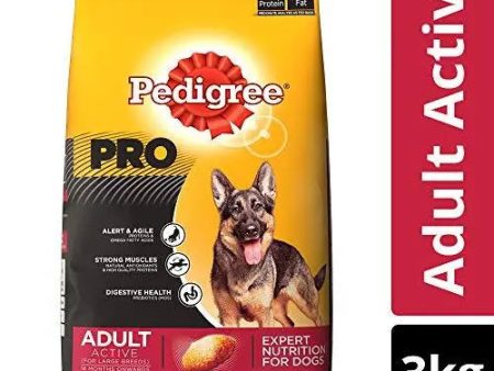 Pedigree PRO Expert Nutrition, Dry Dog Food for Active Adult Dogs (18 Months Onwards) - 3 kg Pack Online Sale