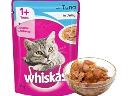 Whiskas Adult Wet Cat Food, Tuna in Jelly – 85 g (1.02 kg, 12 Pouches) Online now