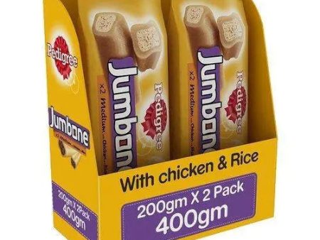 Pedigree Jumbone Adult Dog Treats, Chicken and Rice, 200 g Pouch (Pack of 2) on Sale