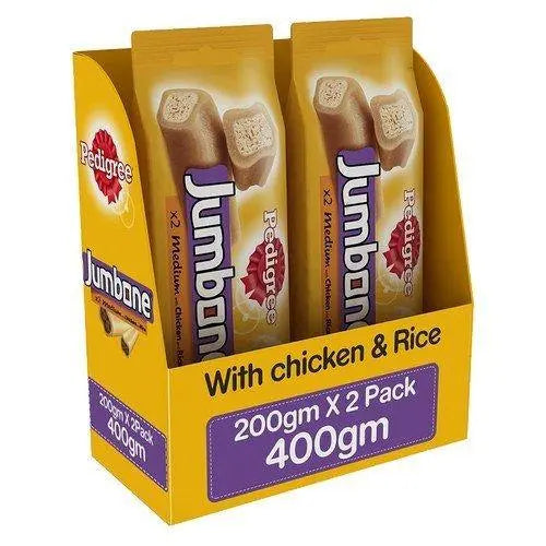 Pedigree Jumbone Adult Dog Treats, Chicken and Rice, 200 g Pouch (Pack of 2) on Sale