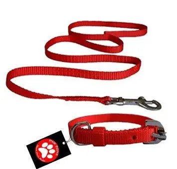 Pawzone Nylon Red Leash With Collar Set For Puppy For Discount