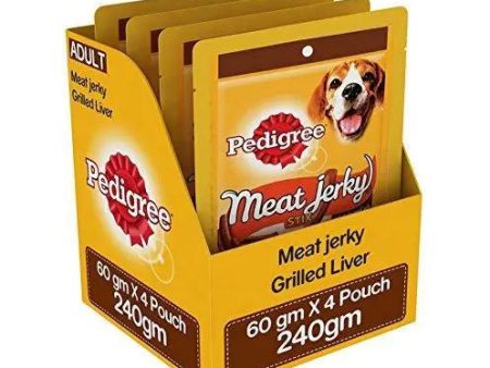 Pedigree Meat Jerky Stix Dog Treats, Grilled Liver, 60 g Pouch (Pack of 4) Fashion