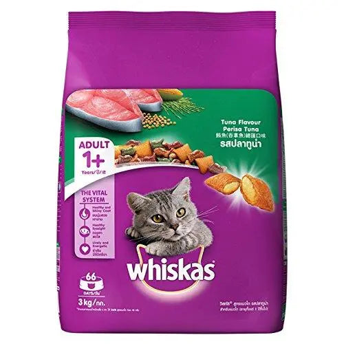 Whiskas Dry Cat Food, Tuna flavour for Adult cats (+1 year) – 3 kg Pack Online Hot Sale