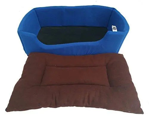 Adidog High Quality Foam Filled Rectangular Both Side Reversible Export Quality Blue Brown Dog Cat Bed -Medium For Discount