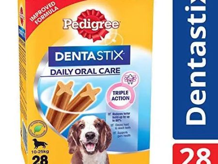 Pedigree Dentastix (Value) Oral Care Dog Treat for Adult Medium Breed (10-25kg) Dogs, 720 g Monthly Pack (28 Sticks) Pack of 4 For Discount