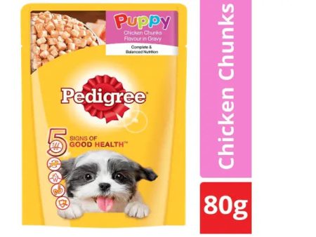 Pedigree Puppy Chicken Chunks Gravy Pouch Dog Food - 80 Gm (Pack Of 24) Chicken 2.5 kg Wet Dog Food For Cheap