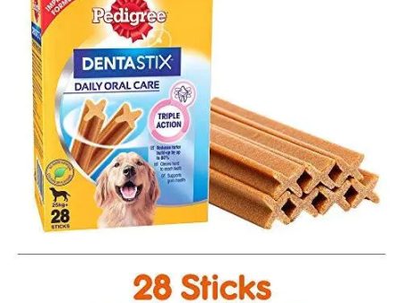 Pedigree Dentastix (Value) Oral Care Dog Treat for Adult Large Breed (25 kg+) Dogs, Monthly Pack (28 Sticks) Pack of 4 Cheap