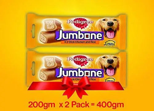 Pedigree Jumbone Adult Dog Treats, Chicken and Rice, 200 g Pouch (Pack of 2) on Sale