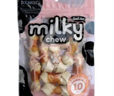 Dogaholic Milky Chews Knotted Bone with Chicken Dog Treat (10 Pieces) Hot on Sale