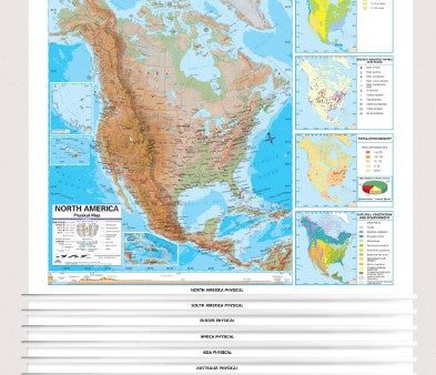 7-Map Physical Continent Spring Roller Pull Down Set - Advanced Level, by Kappa Map Group on Sale