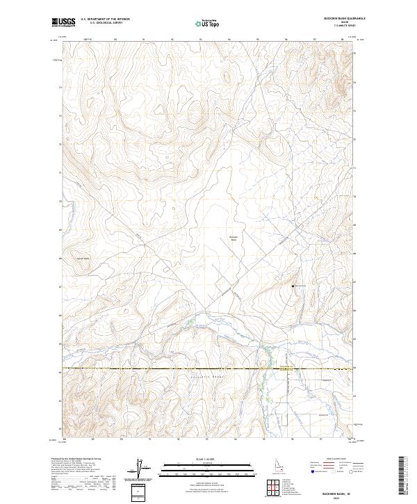 US Topo 7.5-minute map for Buckskin Basin ID For Sale