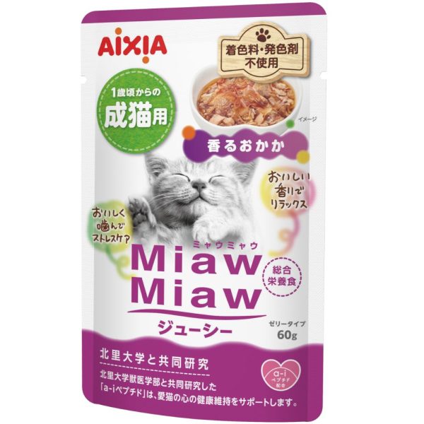 Aixia Miaw Miaw Juicy Dried Bonito Adult Pouch Cat Food 60g x 12 Online Sale