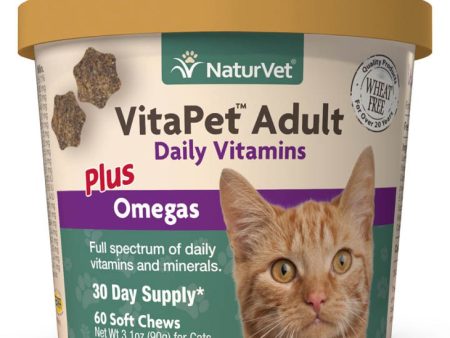 15% OFF: NaturVet Vitapet Adult Daily Vitamins Plus Omegas Soft Chew Cat Supplement 60ct For Discount