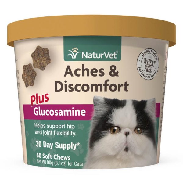 15% OFF: NaturVet Aches & Discomfort Plus Glucosamine Soft Chews Supplement For Cats 60ct Online Sale