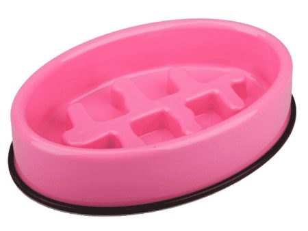 15% OFF: M-Pets Fishbone Slow Feed Oval Dog Bowl (Pink) For Discount