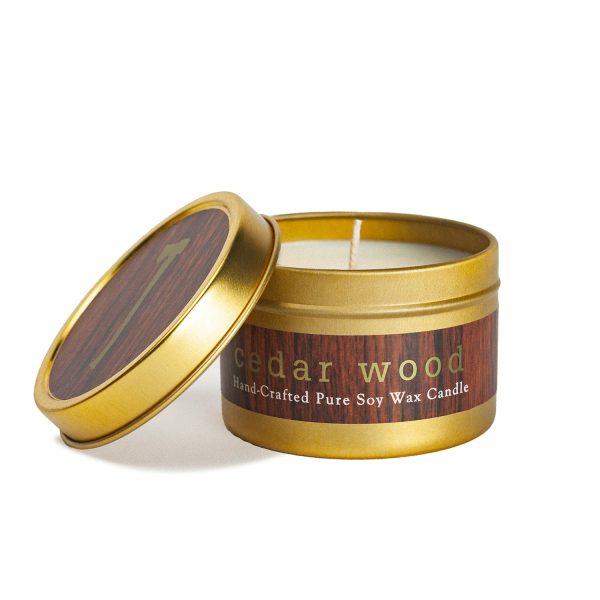 Cedar Wood Candle 4 oz Tin For Sale