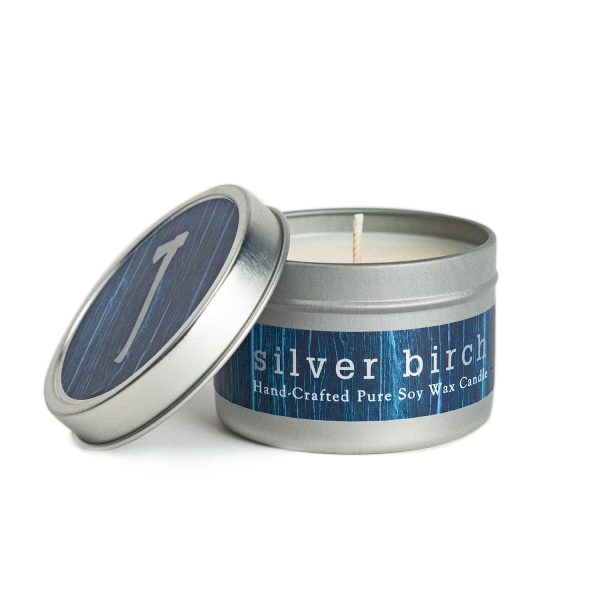 Silver Birch Candle 4 oz Tin For Sale